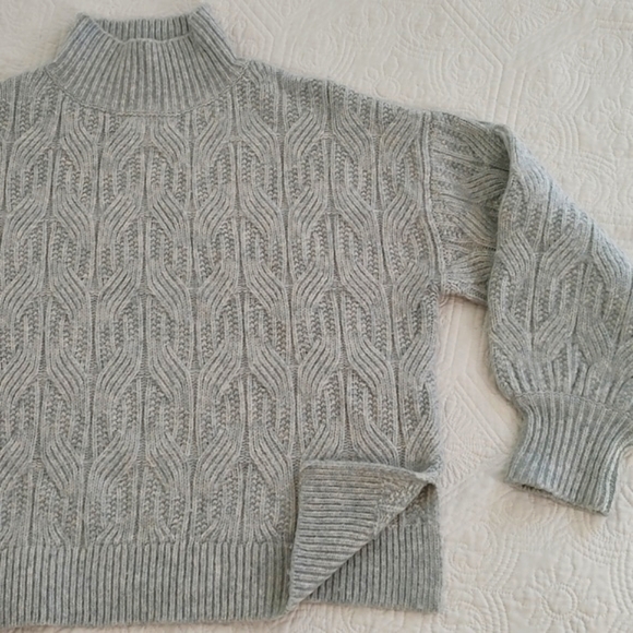 Prologue Aqua & White Chunky Turtle Neck Sweater/ Size L - Picture 3 of 10